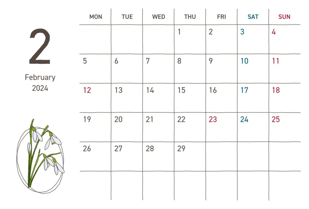 カレンダー｜2024年2月｜スノードロップ