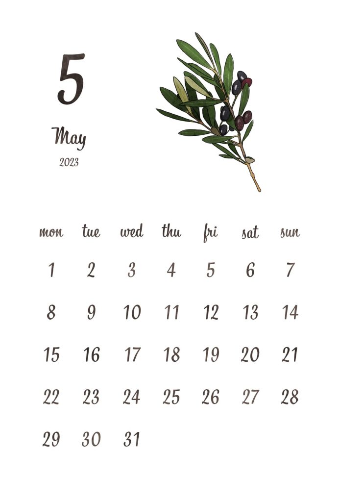 カレンダー｜2023年5月｜オリーブ