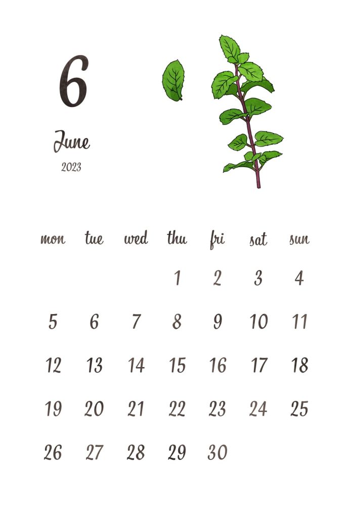 カレンダー｜2023年6月｜ペパーミント