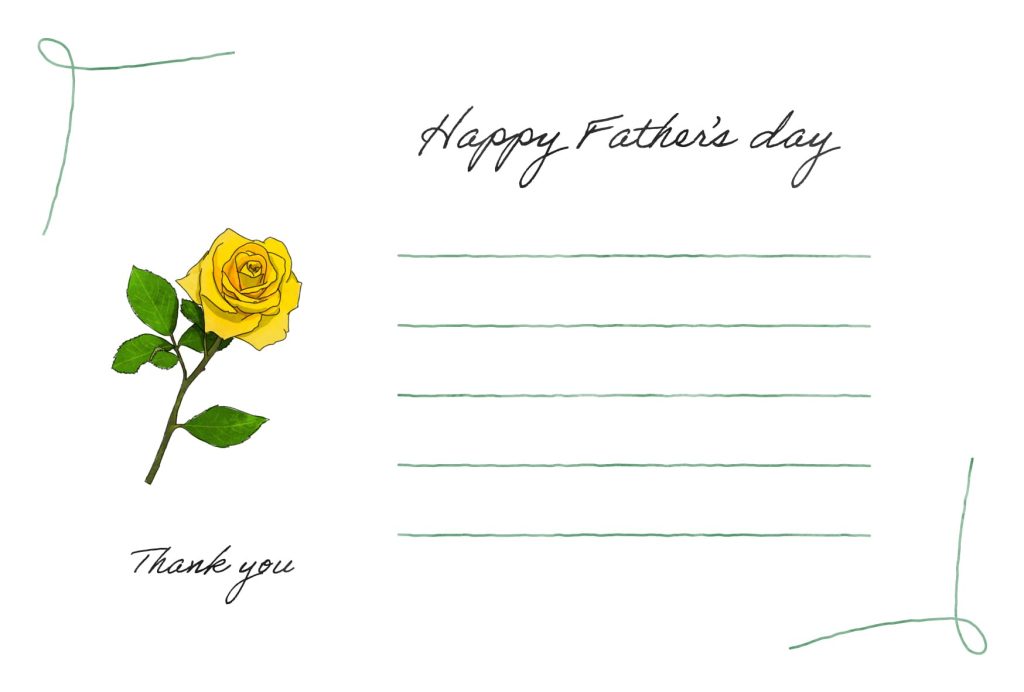 メッセージカードのテンプレート｜父の日｜黄色いバラ