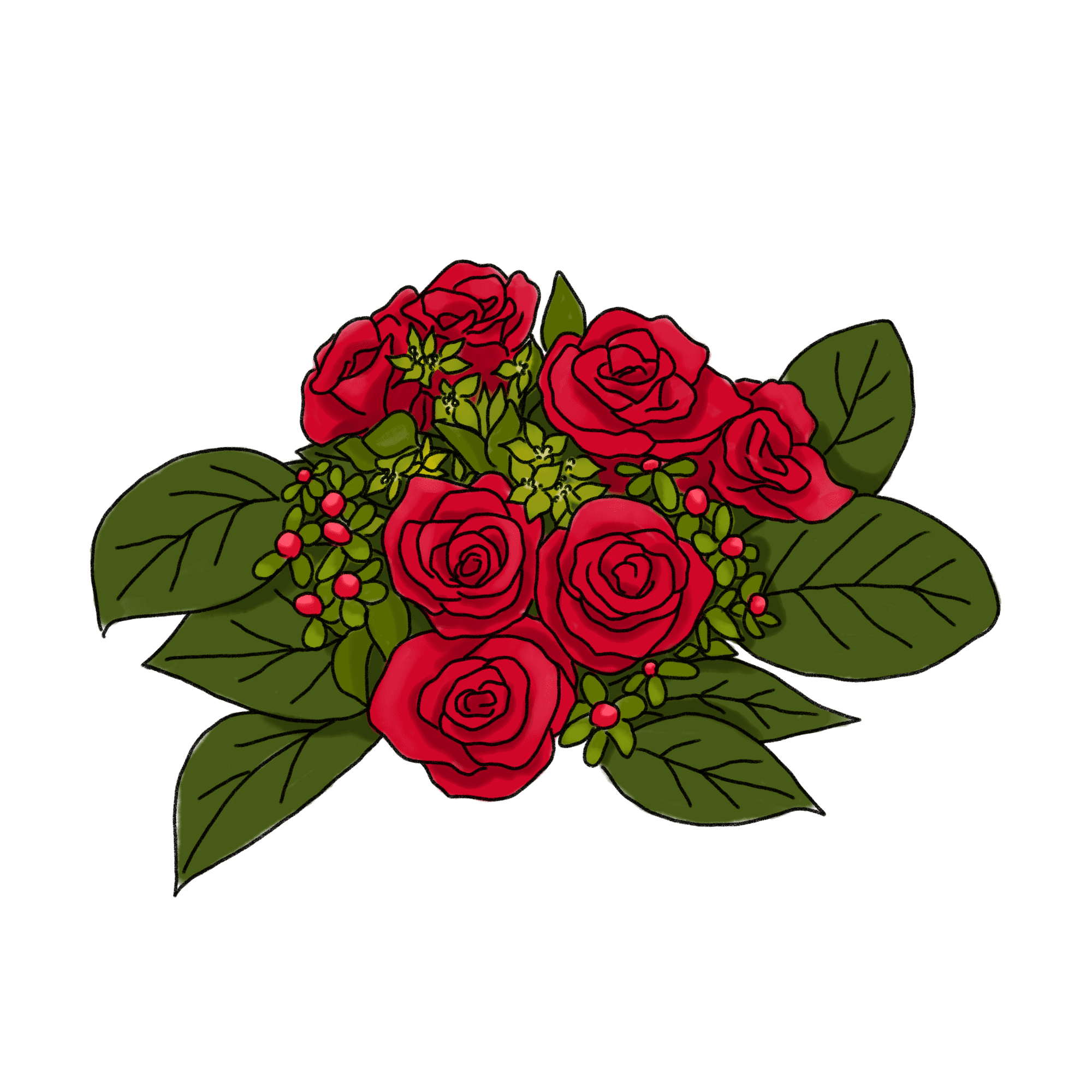 バラの花束のイラスト