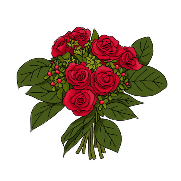 バラの花束のイラスト