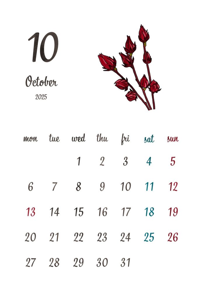 カレンダー｜2025年10月｜ローゼル