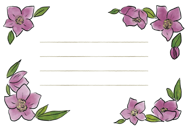 メッセージカードのテンプレート|クリスマスローズ|罫線