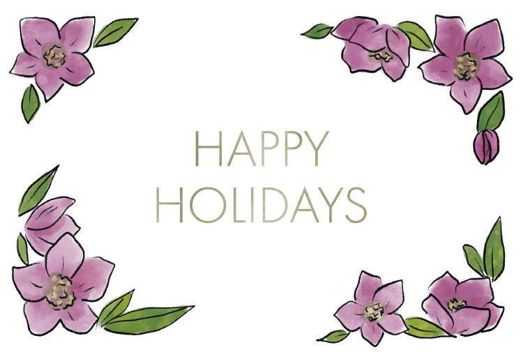 メッセージカードのテンプレート|クリスマスローズ|HAPPY HOLIDAYS